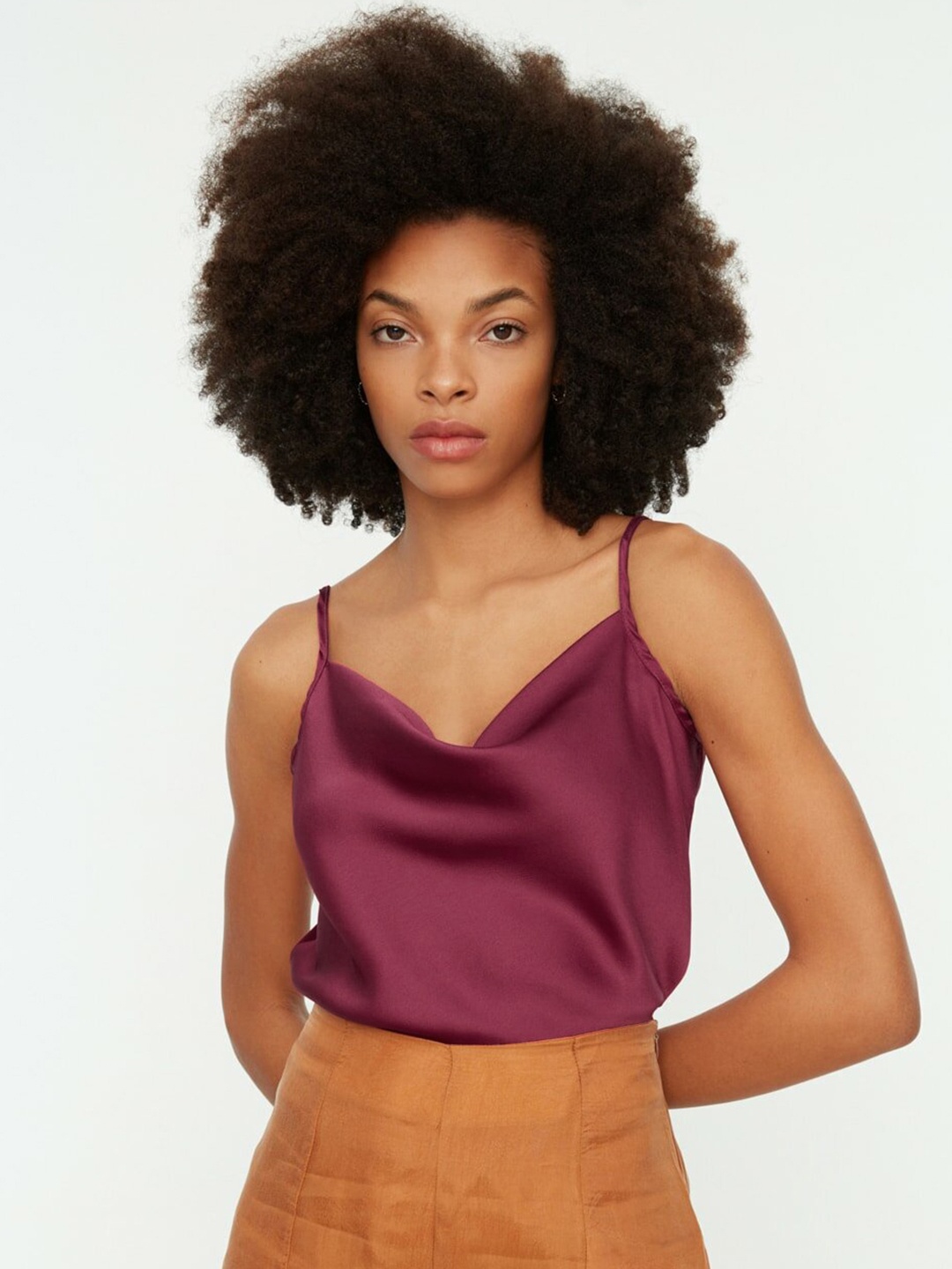 

Trendyol Women Burgundy Solid Top