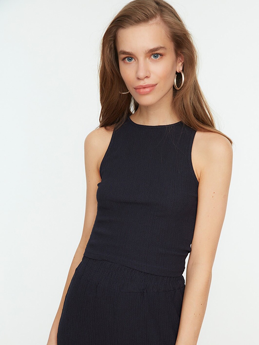 

Trendyol Navy Blue Solid Top