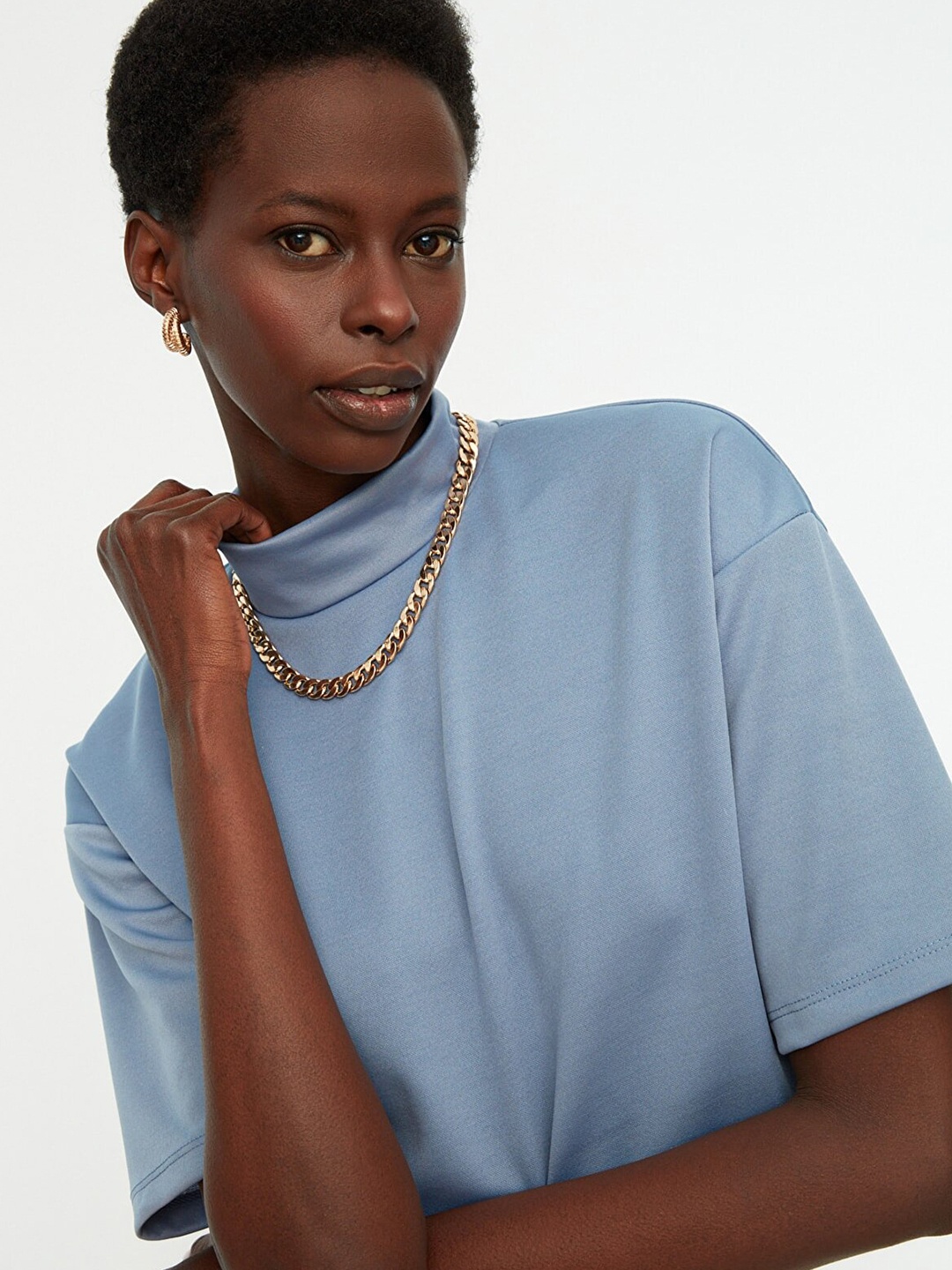 

Trendyol Women Blue Solid Top