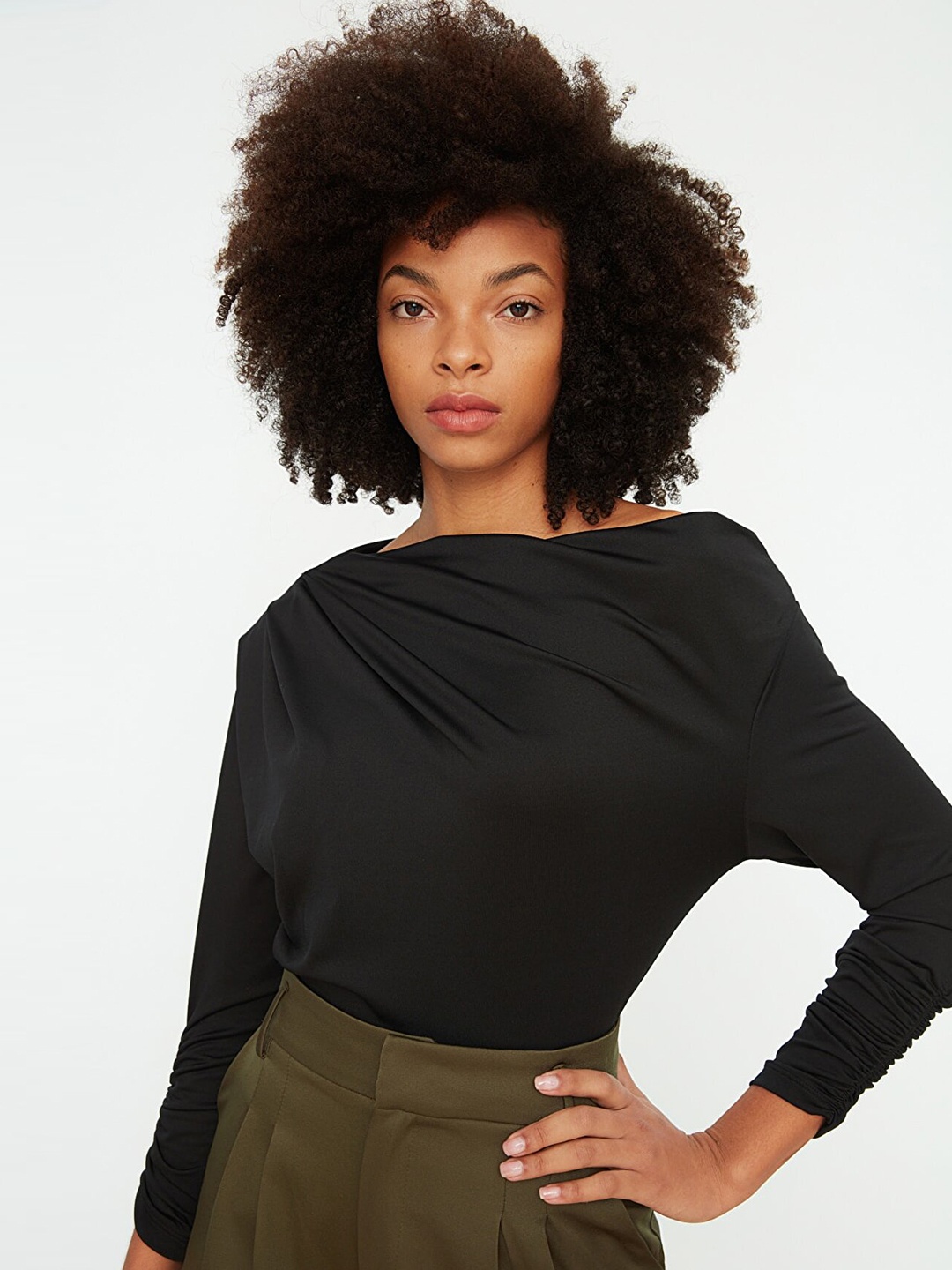 

Trendyol Women Black One Shoulder Top