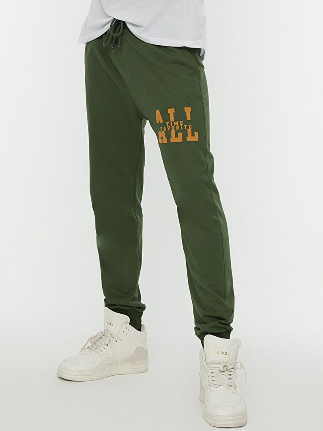 

Trendyol Men Olive Green Printed Joggers
