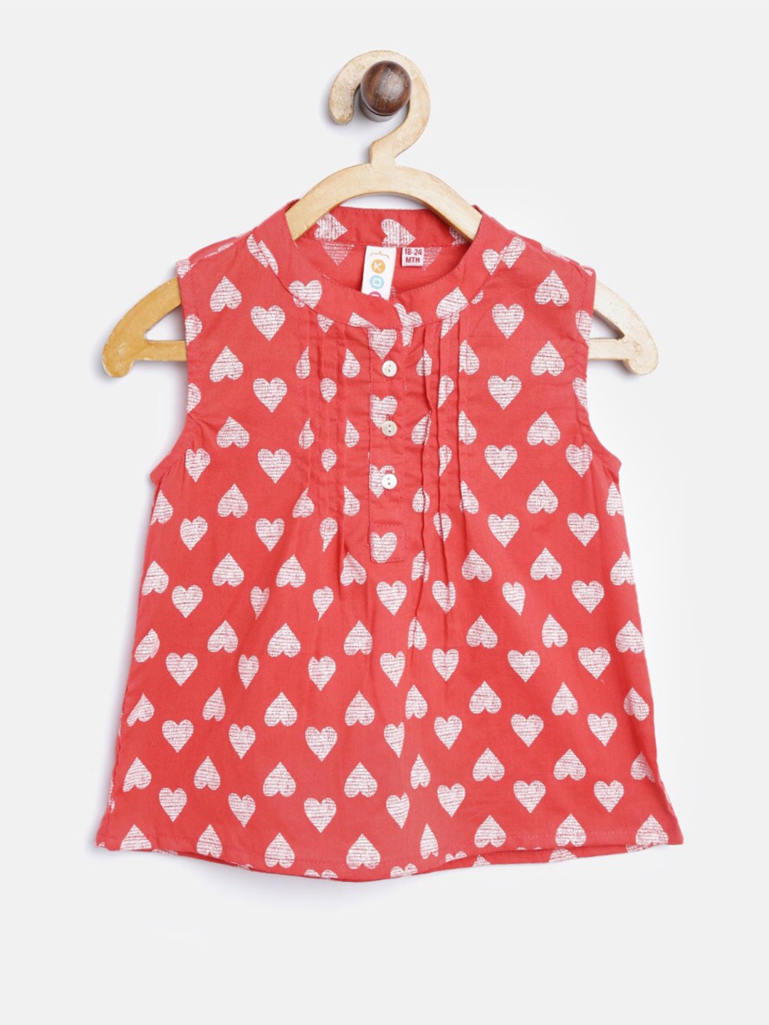 

Kids On Board Girls Red Print Cotton Top