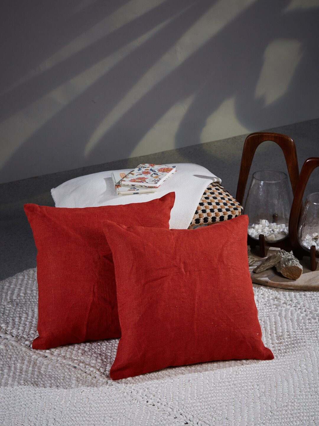 

Fabindia Maroon Linen Square Cushion Covers