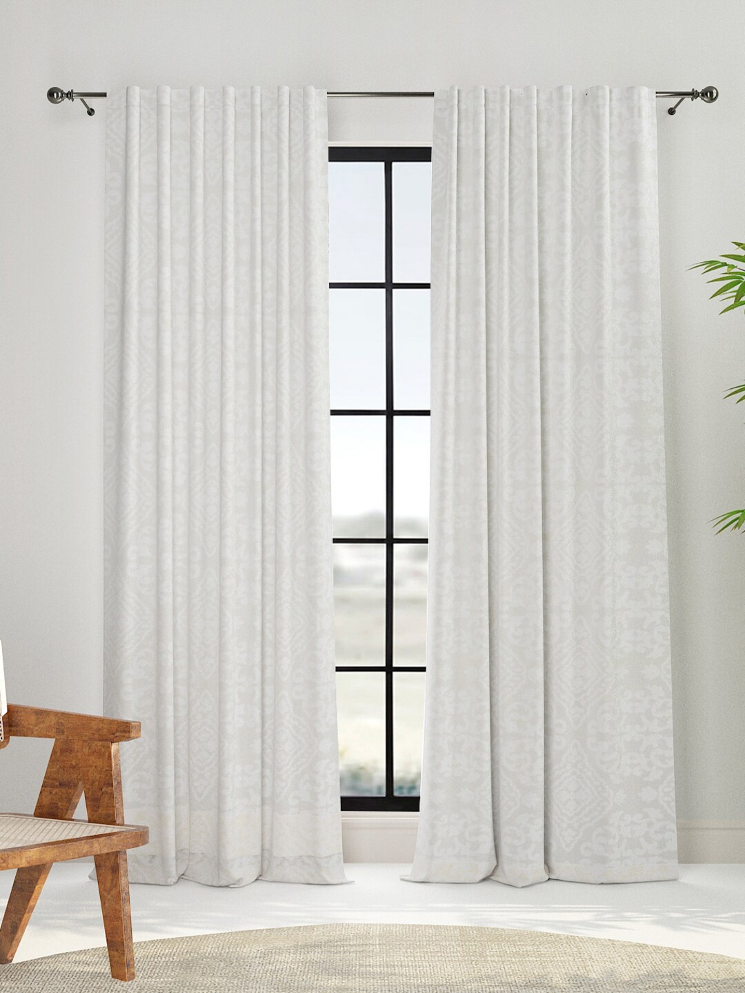 

Fabindia Off White Self Design Cotton Window Curtain