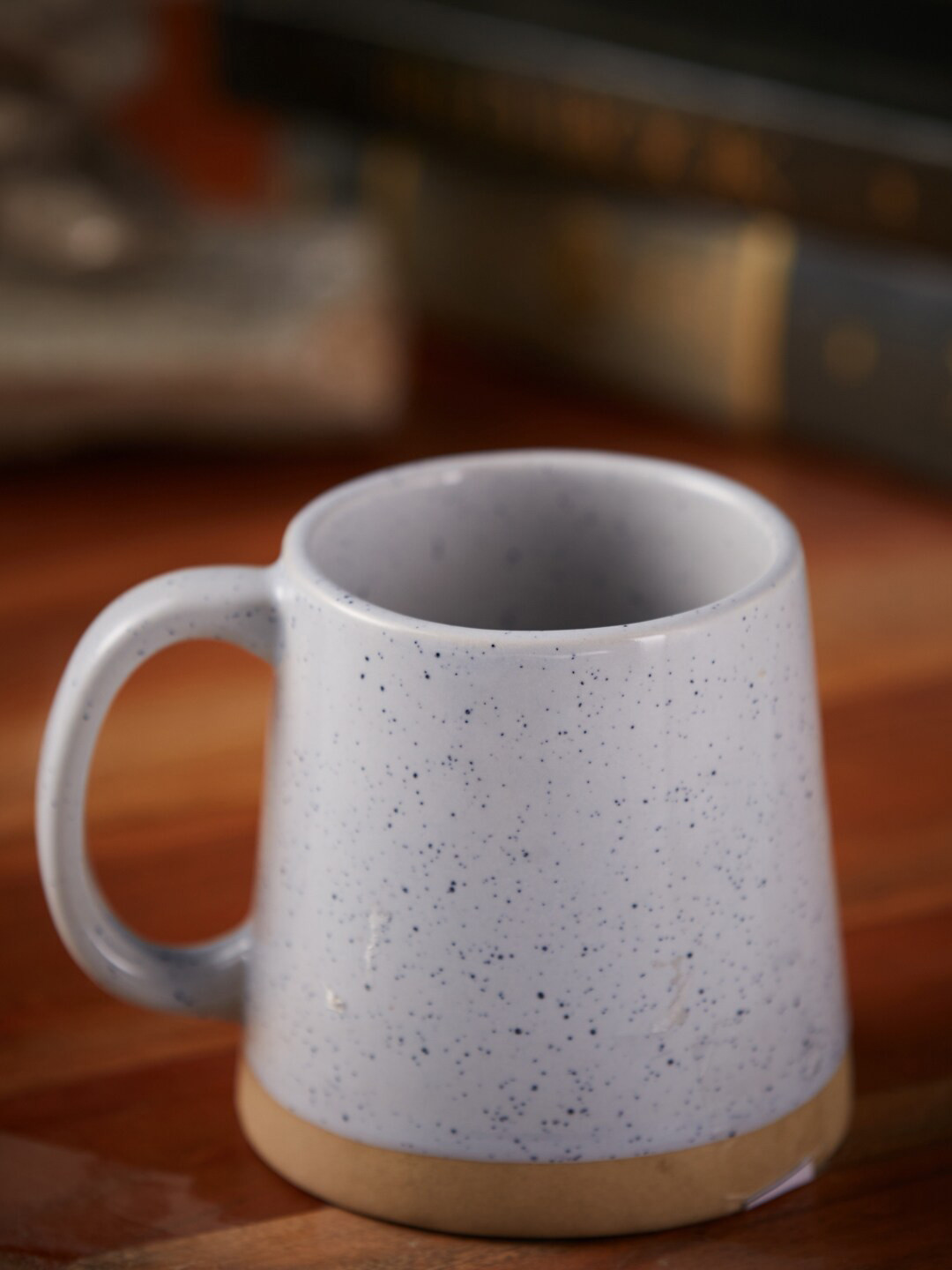 

Fabindia Grey & Peach-Coloured Printed Stoneware Matte Mugs Set