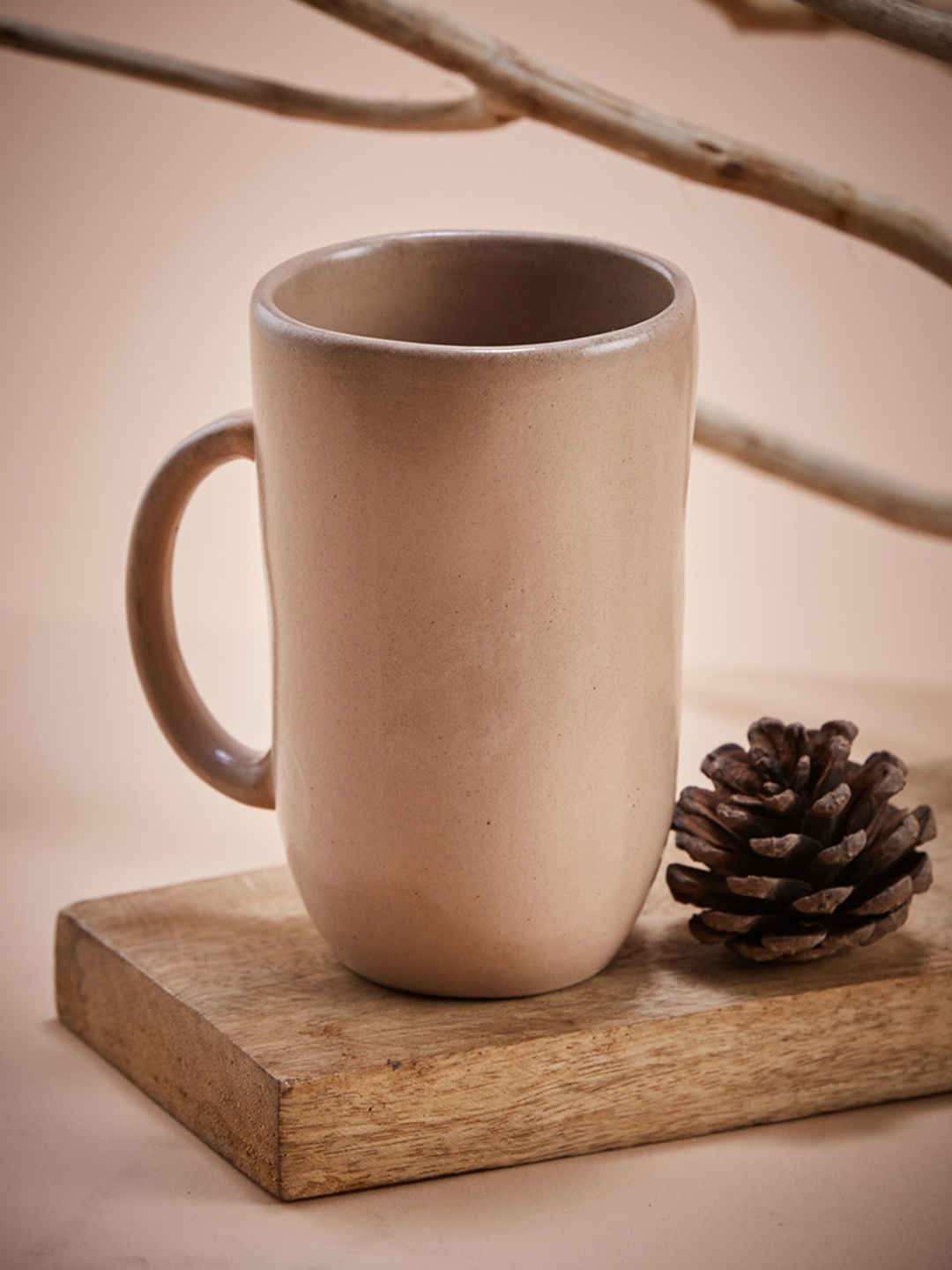 

Fabindia Taupe Printed Dishwasher Safe Ceramic Glossy Mugs 325 ml