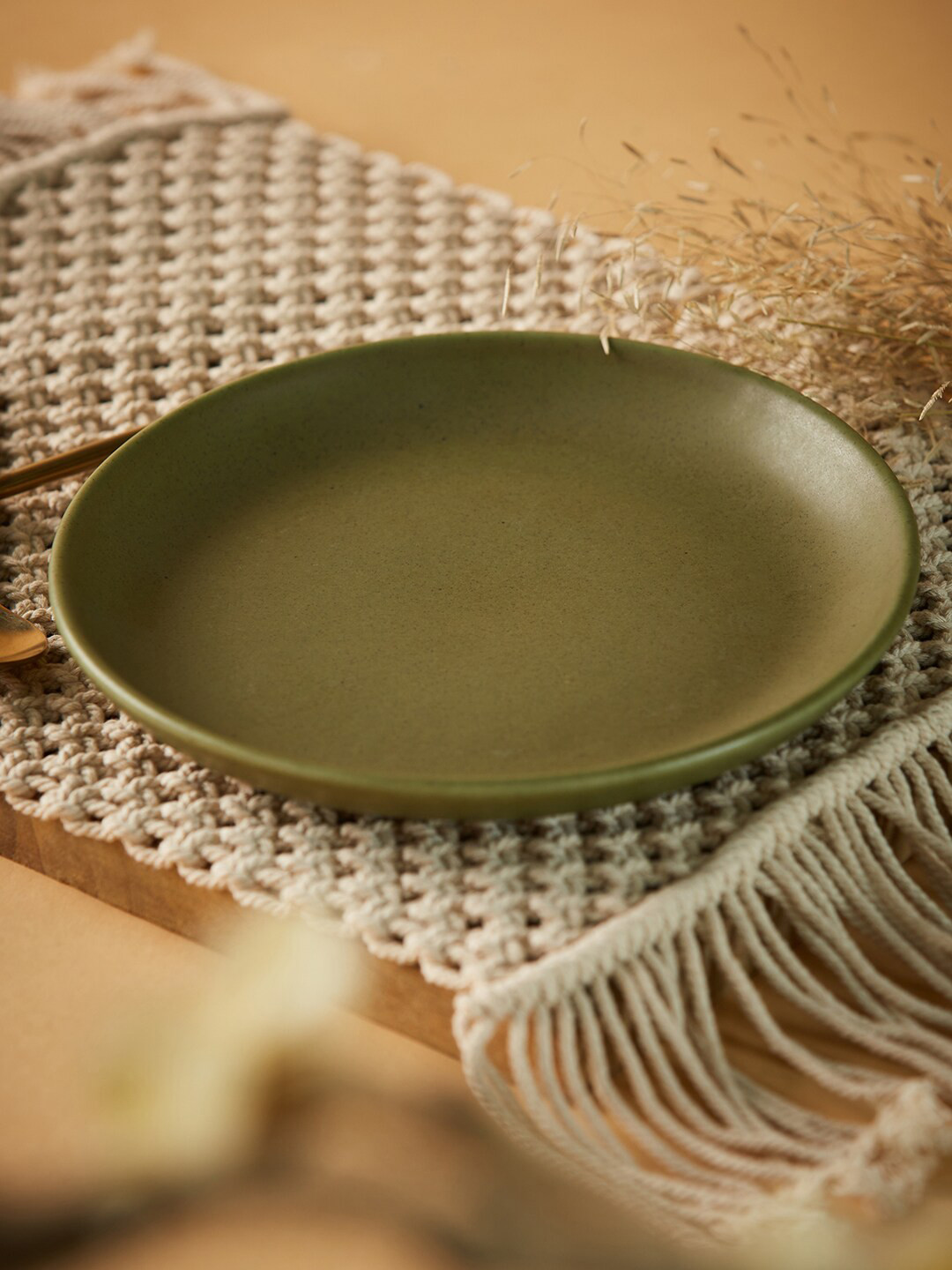

Fabindia Green Ceramic Glossy Quarter Plate