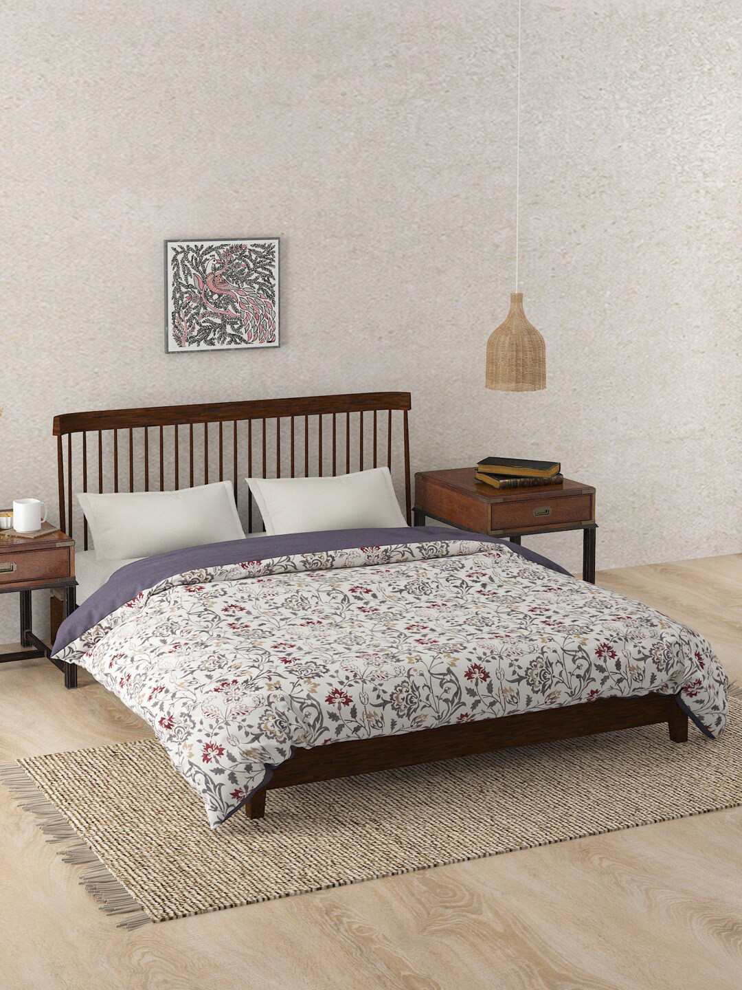 

Fabindia Black & White Printed 180 TC Double King Duvet Cover