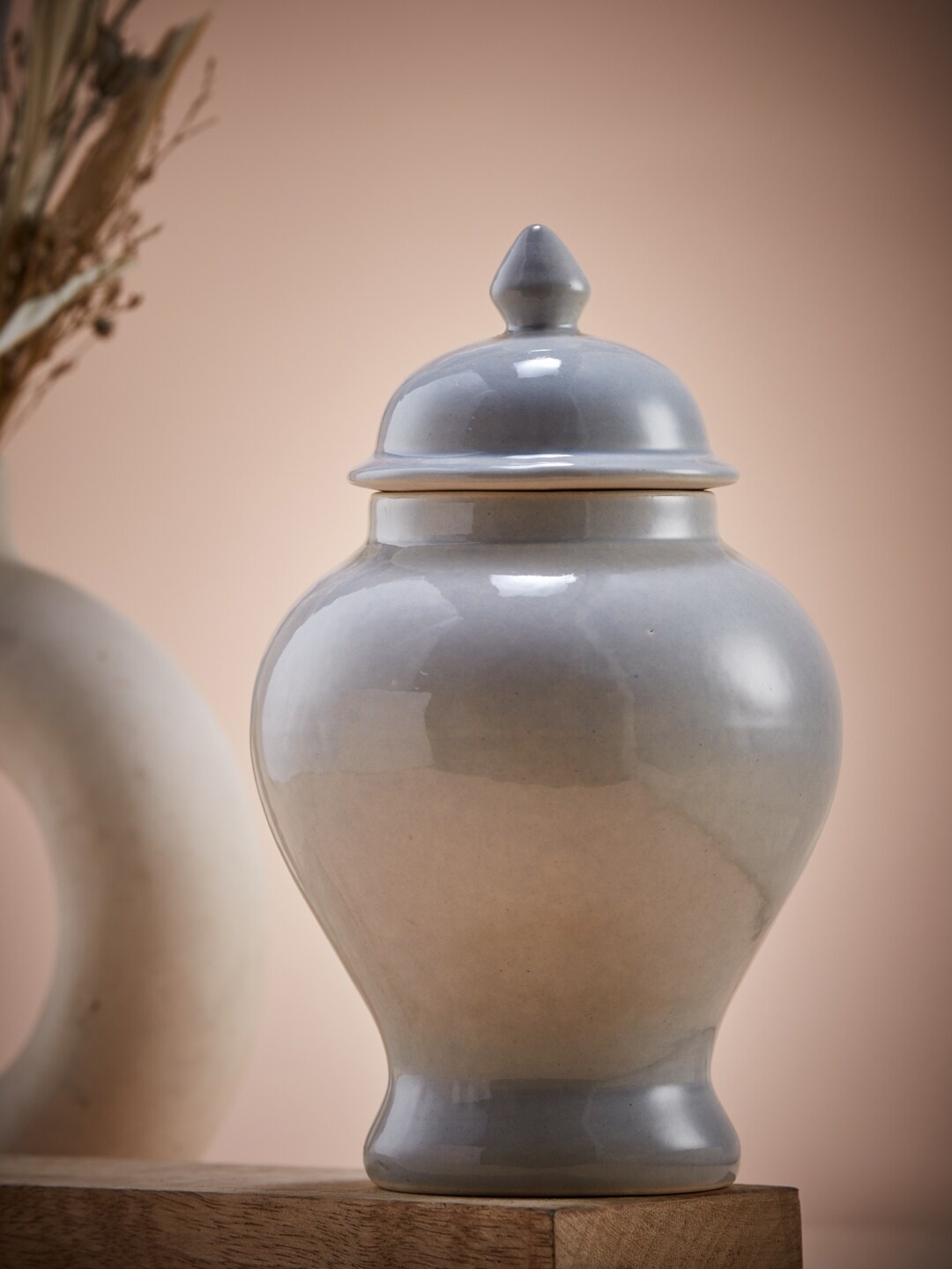 

Fabindia Grey Solid Ceramic Jar With Lid