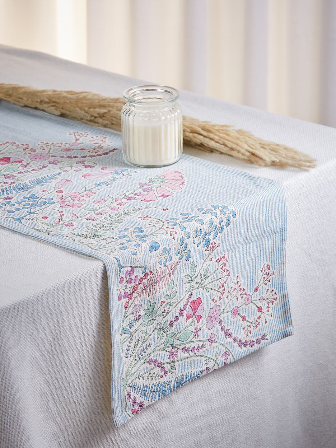 

Fabindia Blue Printed Cotton Runner