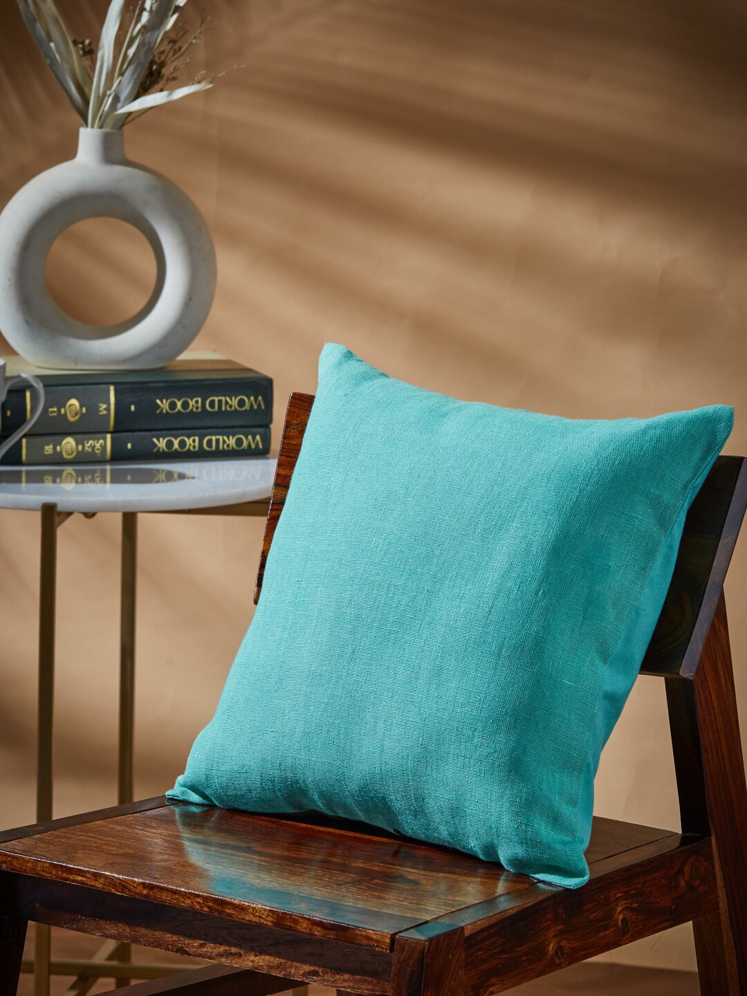 

Fabindia Teal Blue Linen Square Cushion Covers