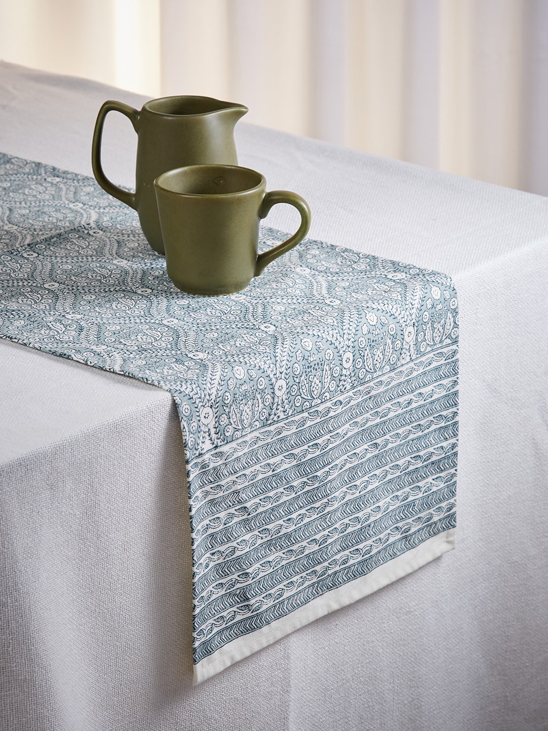 

Fabindia Blue Ethnic Motifs Table Runner
