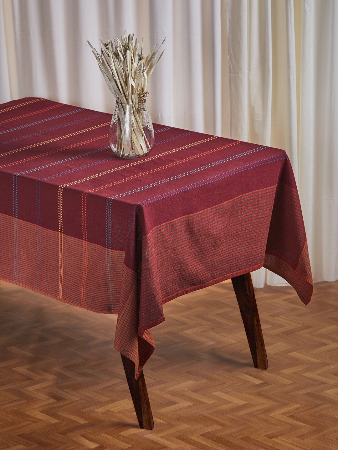 

Fabindia Maroon Printed Rectangle Cotton Table Cover
