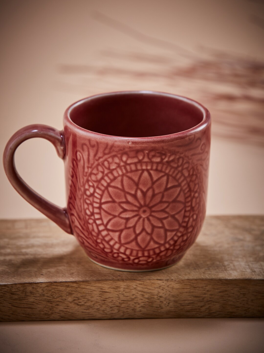 

Fabindia Red Hand Painted Embossed Ceramic Glossy Mug 300 ml