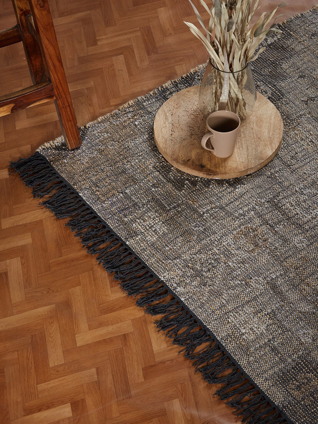 

Fabindia Grey & Brown Jute Woven Dhurrie