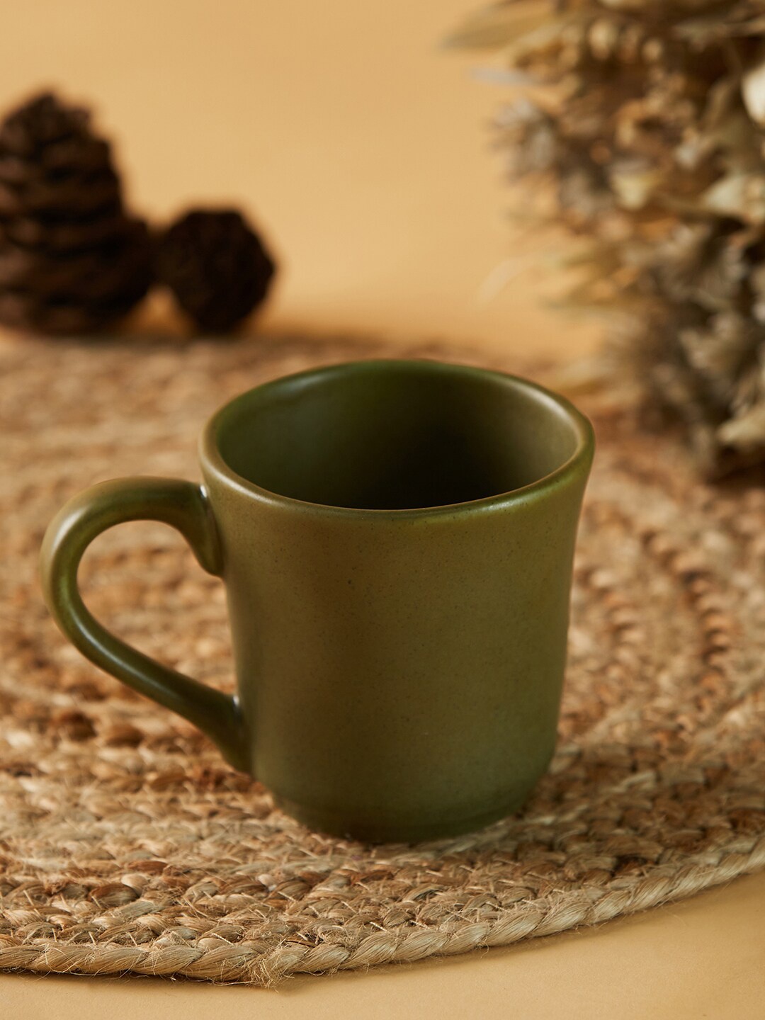 

Fabindia Green Solid Ceramic Matte Mugs Set