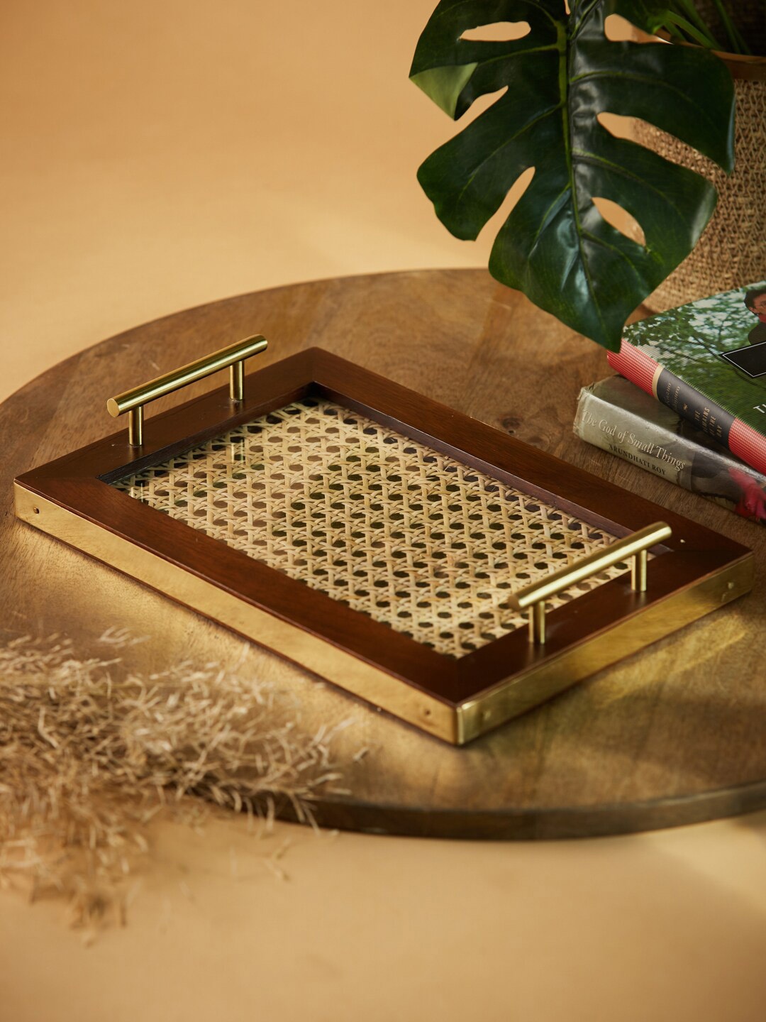 

Fabindia Beige & Brown Textured Rectangle Wooden Tea Tray