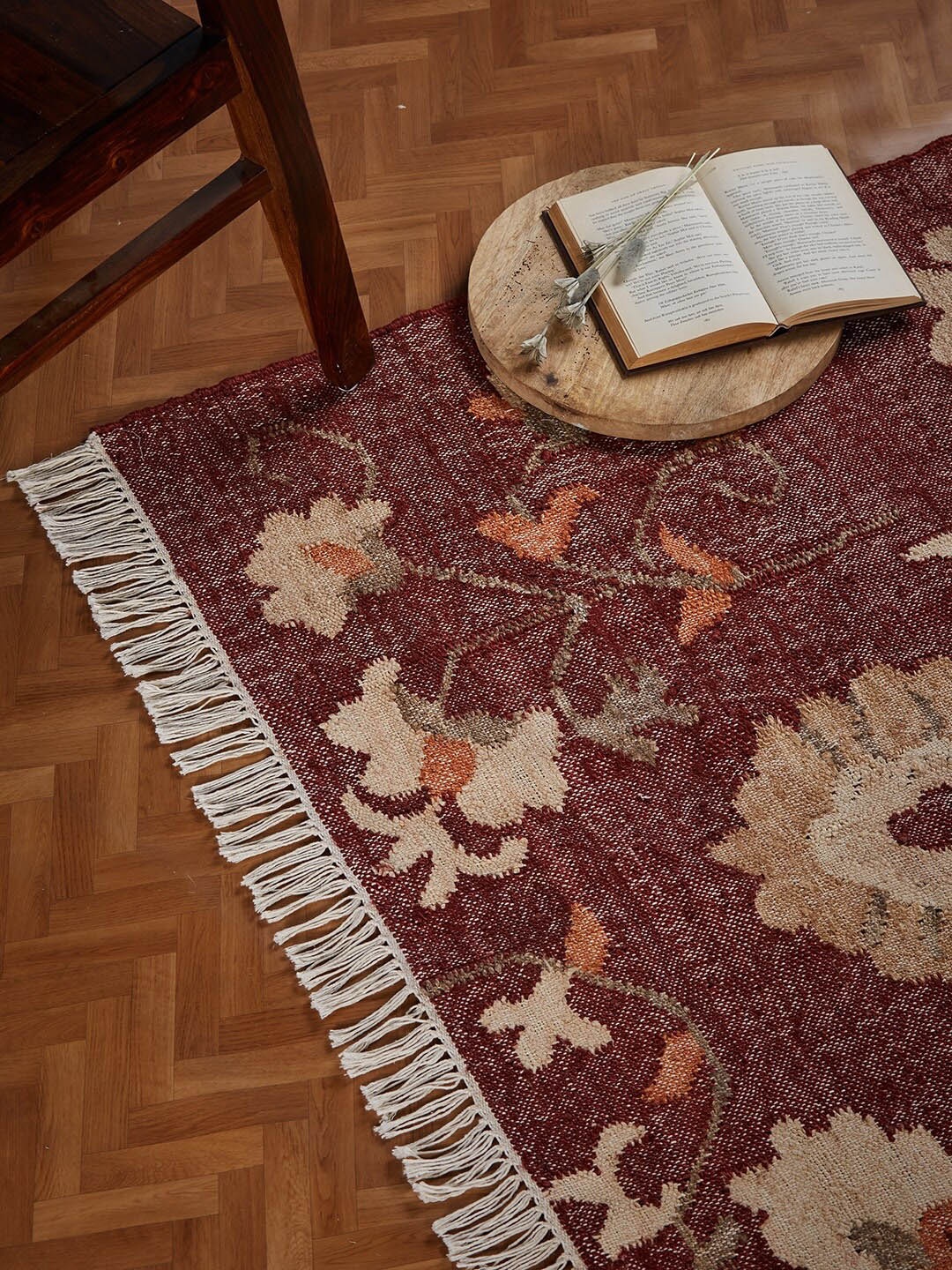 

Fabindia Maroon Woven Design Dhurries