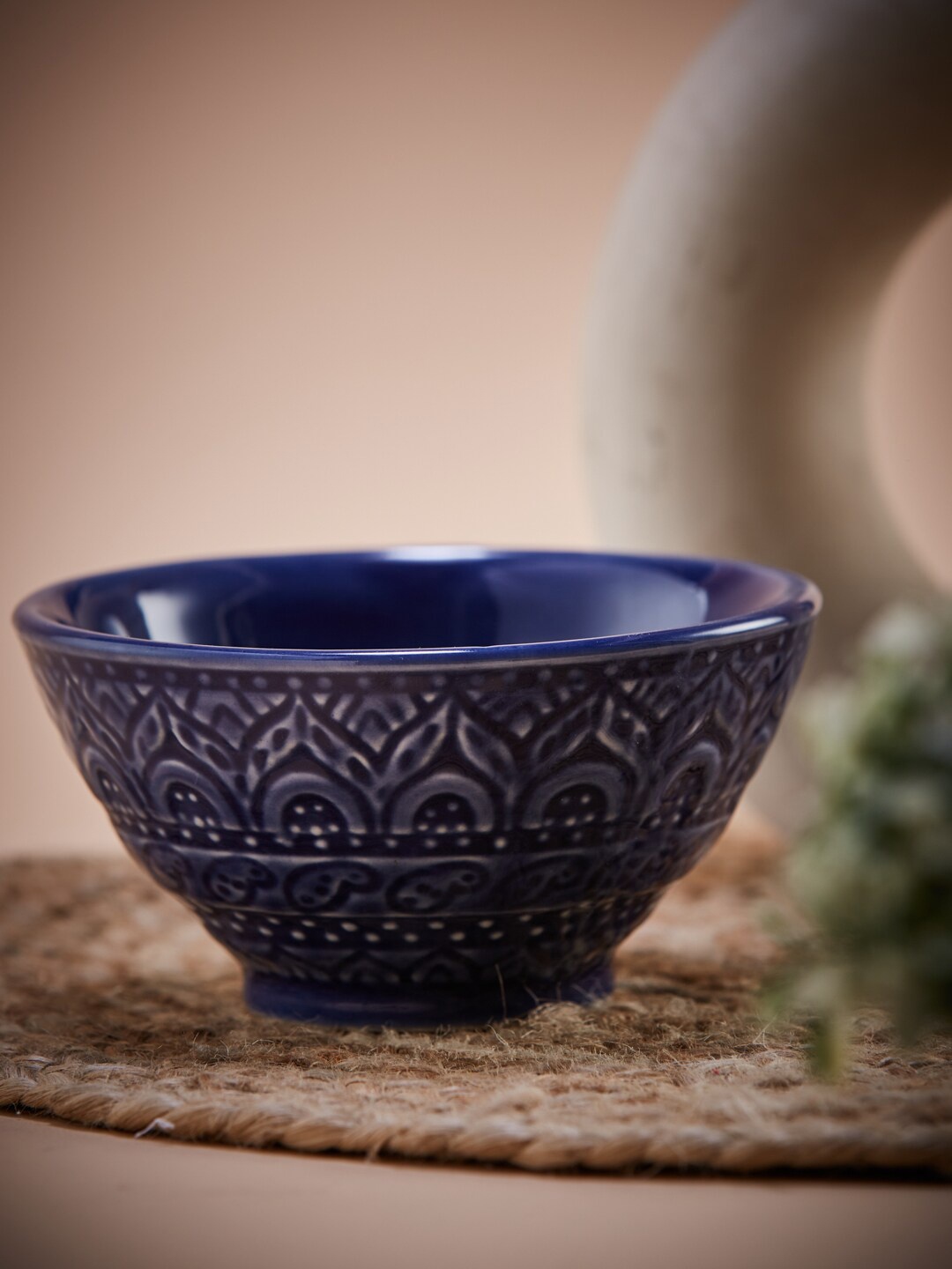

Fabindia Blue Printed Ceramic Glossy Bowl
