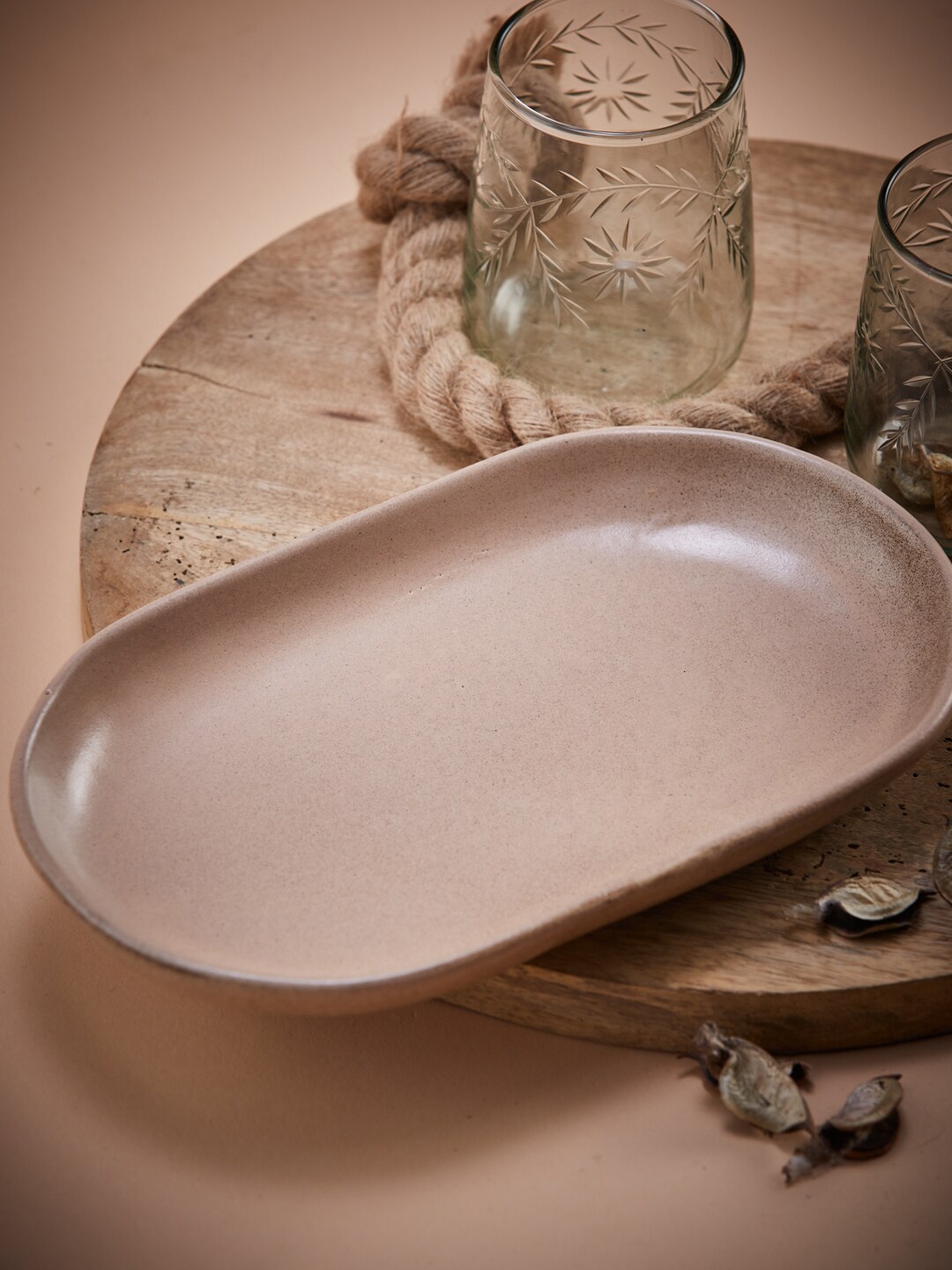 

Fabindia Taupe Ceramic Solid Glossy Plate