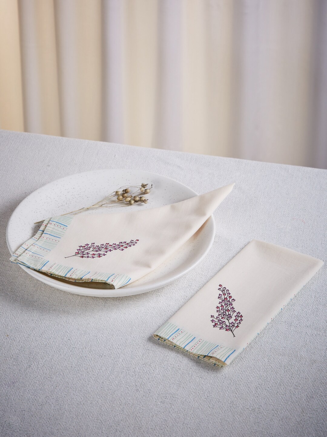 

Fabindia Set Of 6 Blue & White Printed Cotton Table Napkins