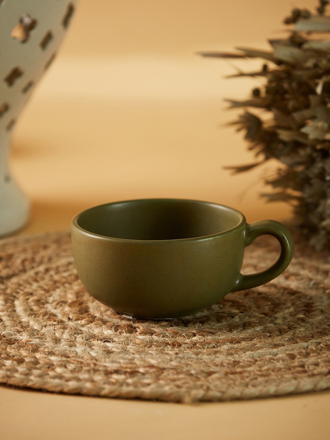 

Fabindia Green Solid Ceramic Soup Bowl