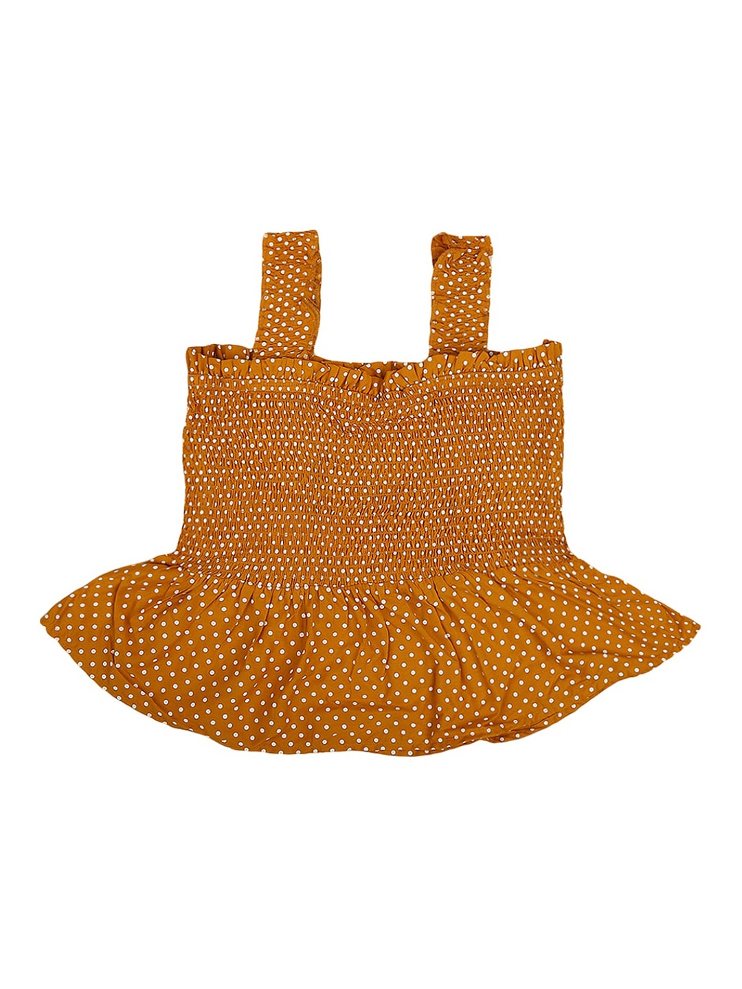 

V-Mart Girls Mustard Yellow Print Peplum Crop Top