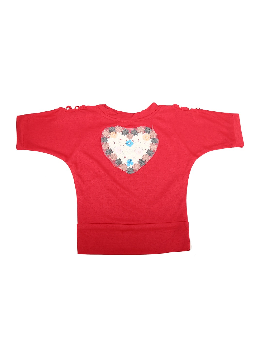 

V-Mart Girls Red Embroidered Pure Cotton Top