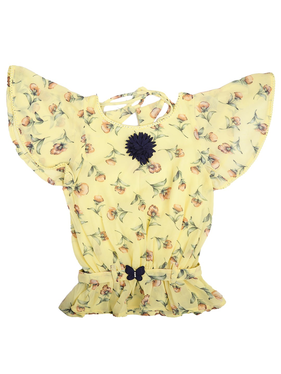 

V-Mart Yellow Floral Print Blouson Top