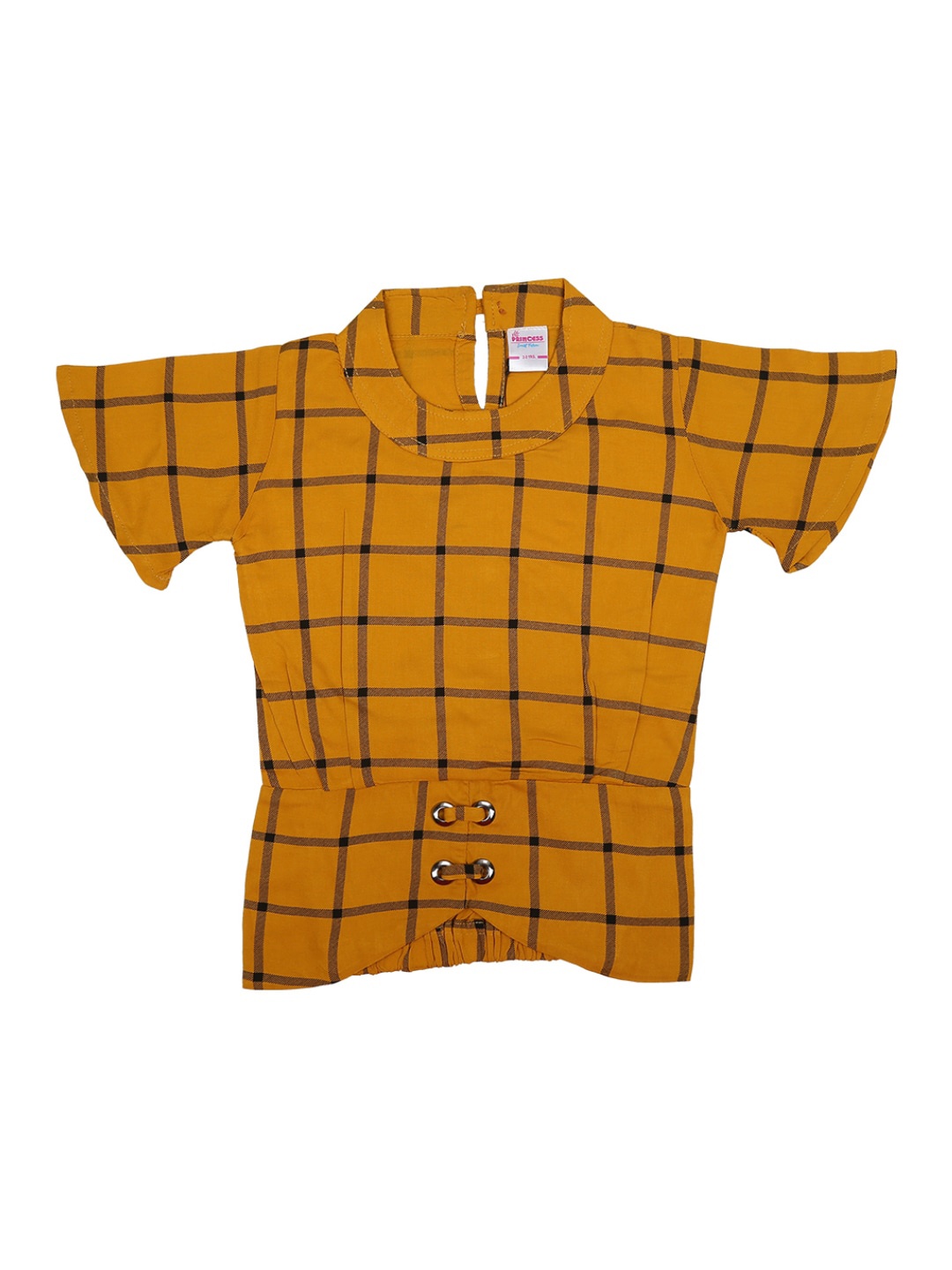 

V-Mart Mustard Yellow Checked Pure Cotton Top