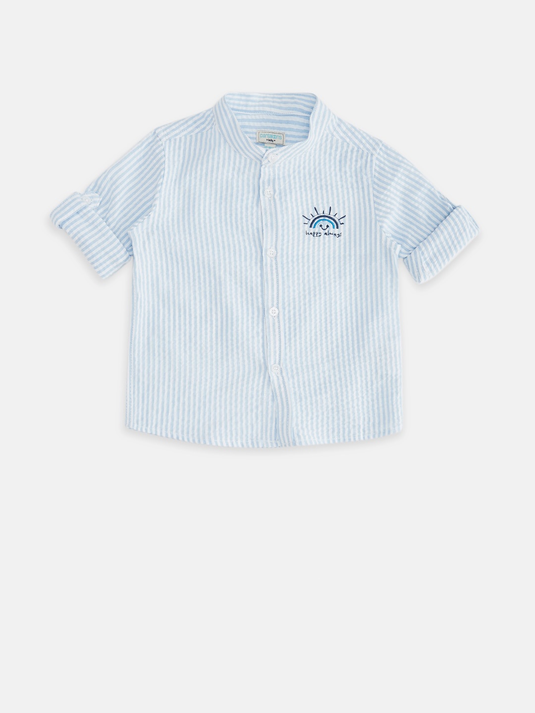 

Pantaloons Baby Boys Blue & White Striped Casual Shirt