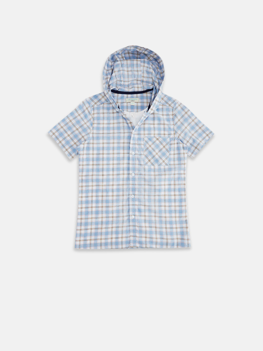 

Pantaloons Junior Boys Blue Regular Fit Checked Cotton Casual Shirt