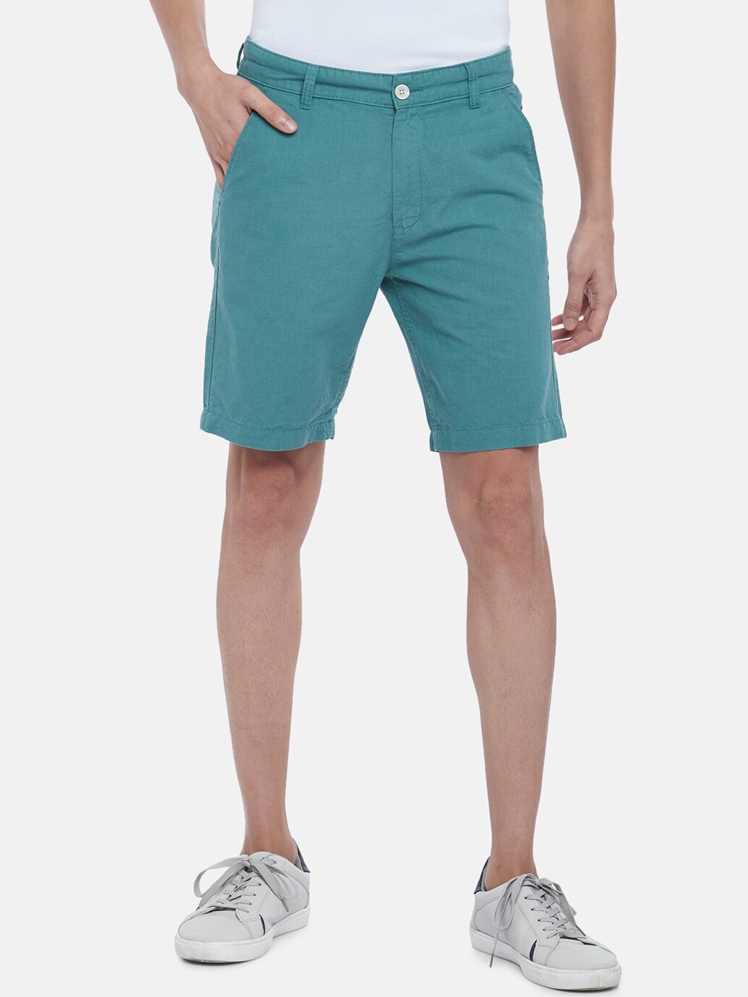 BYFORD by Pantaloons Men Sea Green Slim Fit Outdoor Shorts