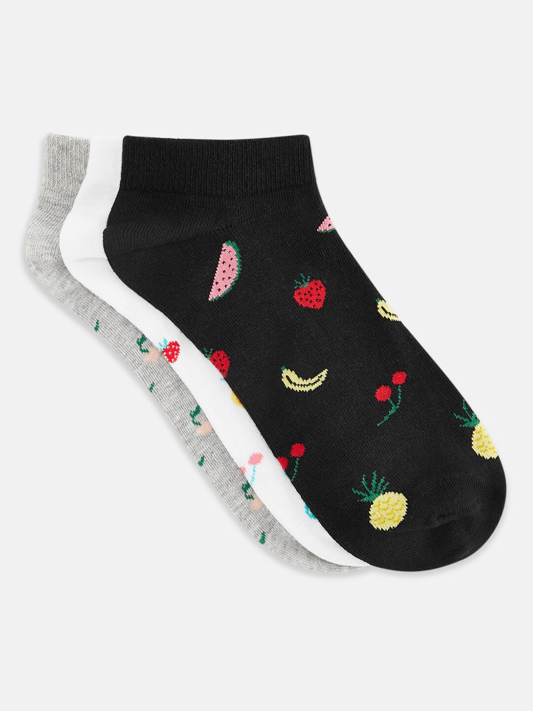 

Honey by Pantaloons Women Pack of 3 Patterned Ankle-Length Socks, White