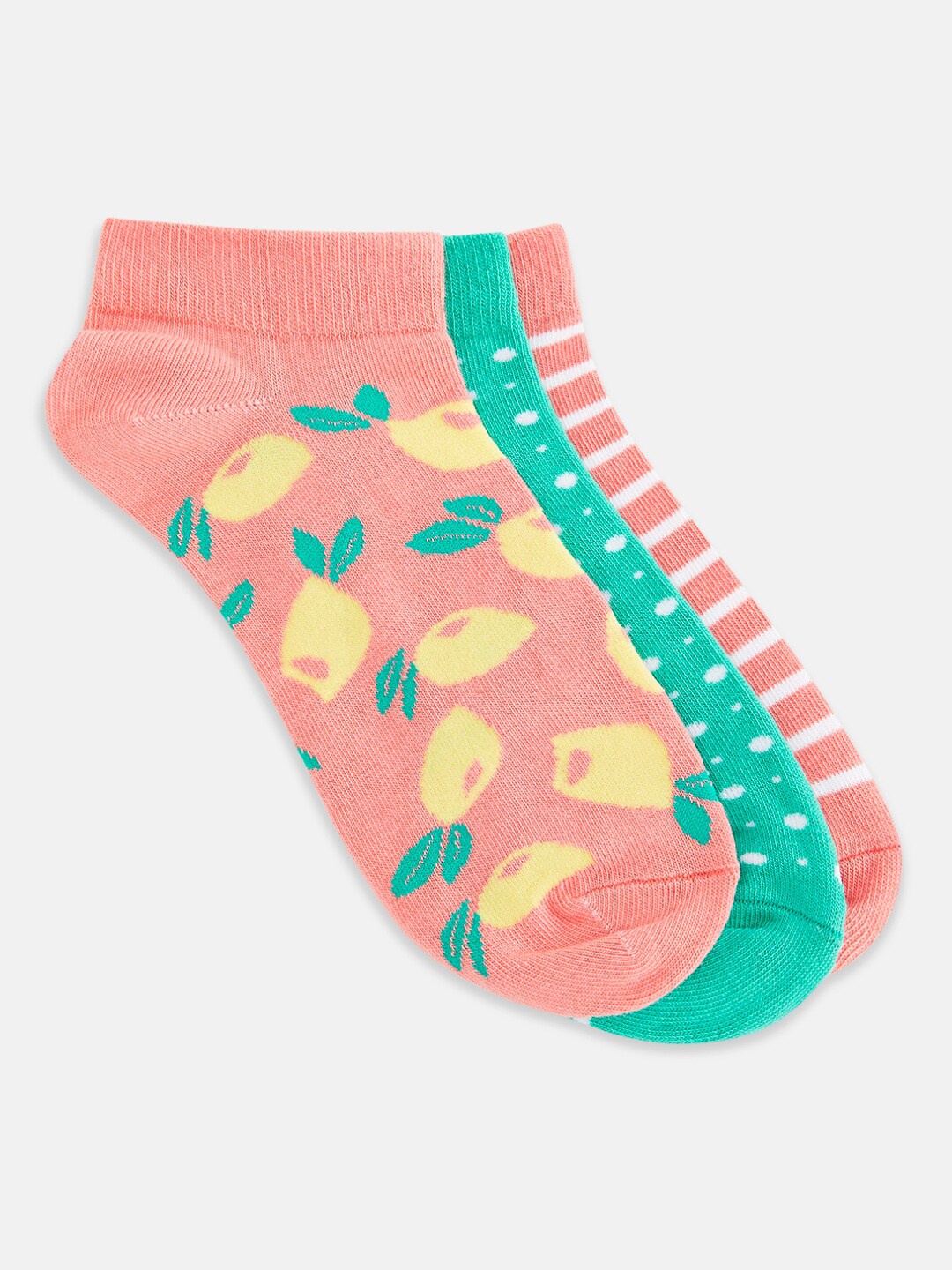 

Honey by Pantaloons Women Pack Of 3 Printed Socks, Peach