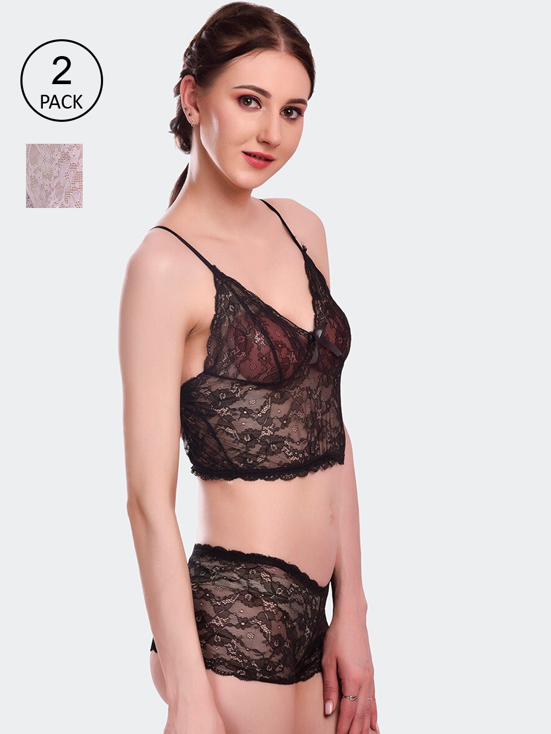 

Fleurt Pack of 2 Black & White Lingerie Set
