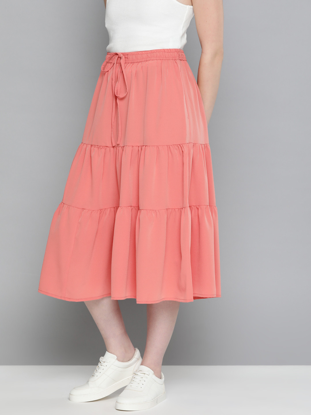 

Mast & Harbour Tiered Midi Skirt, Pink