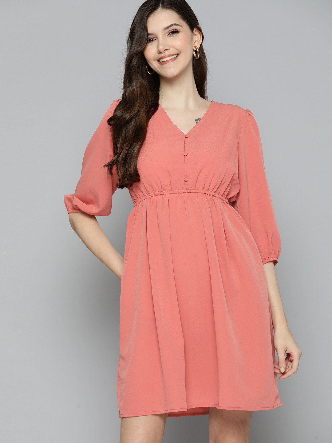 

Mast & Harbour Women Solid A-Line Dress, Rose