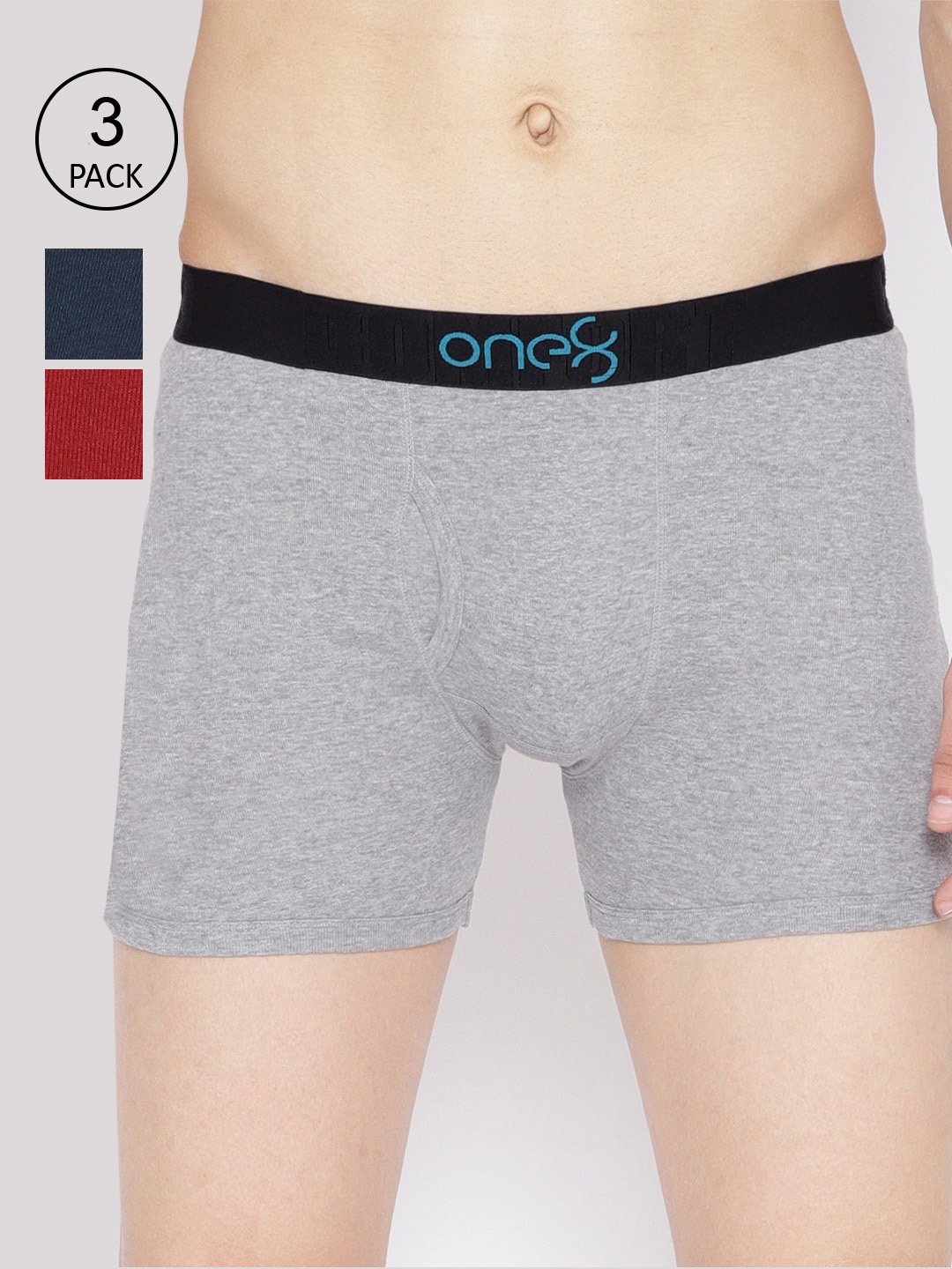 

one8 by Virat Kohli Men Pack Of 3 Solid Cotton Trunks, Grey