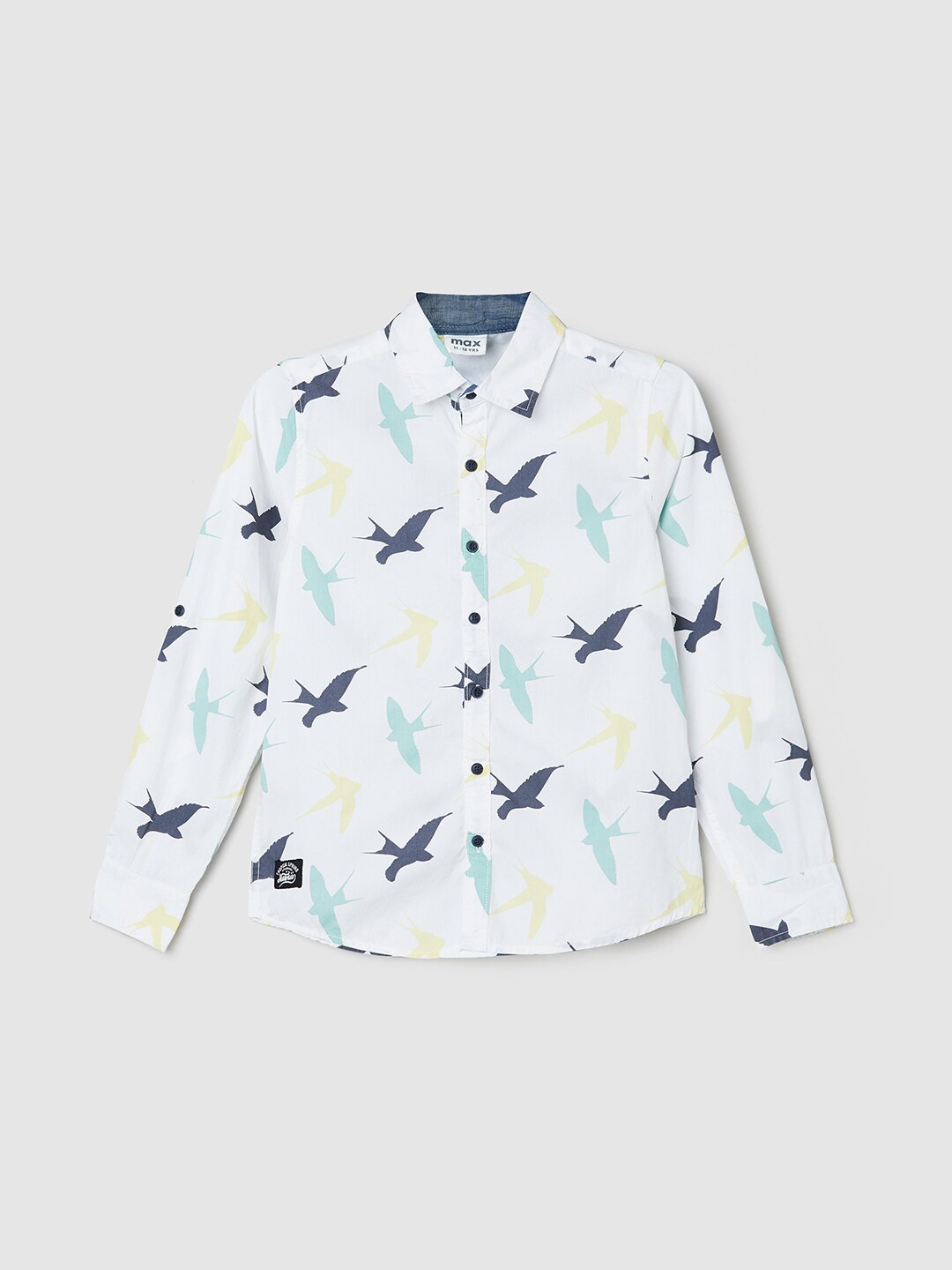 

max Boys White Printed Cotton Casual Shirt