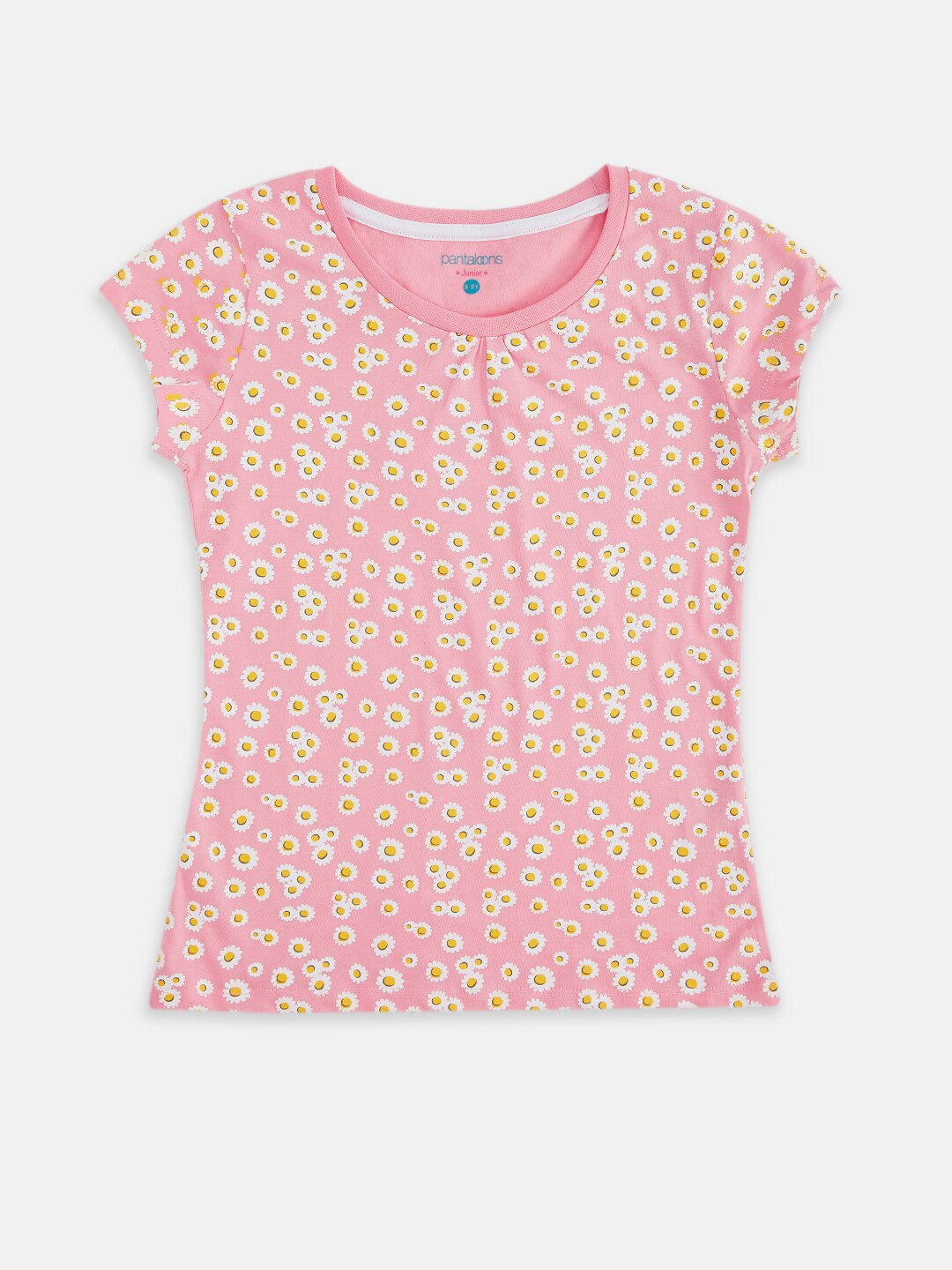 

Pantaloons Junior Girls Pink & White Floral Printed T-shirt