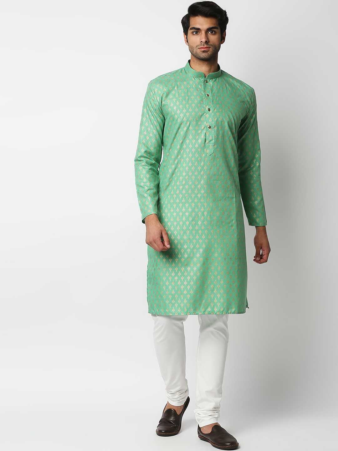 

MEWAR Green Ethnic Motifs Printed Kurta with Pyjamas