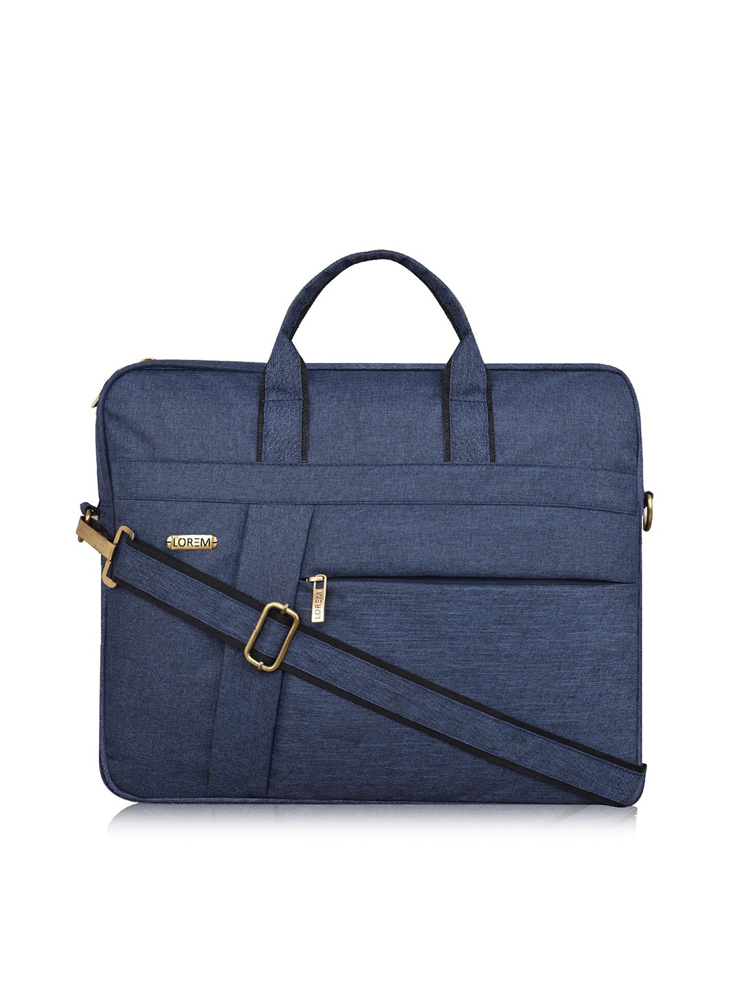 

LOREM Unisex Blue Textured Linen Messenger Bag