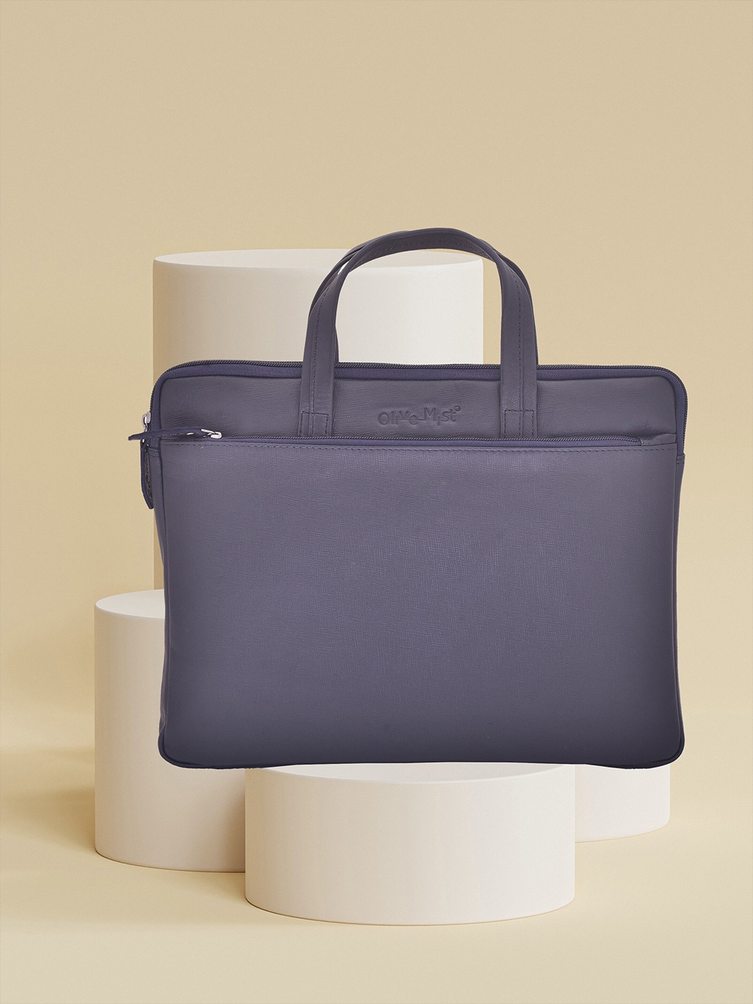 

OLIVE MIST Unisex Blue Leather Laptop Sleeve