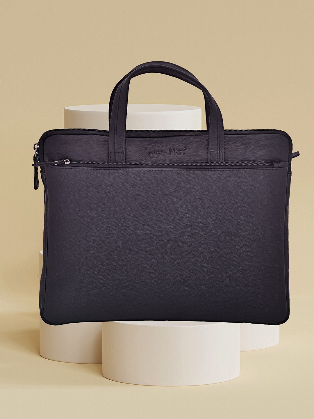 

OLIVE MIST Unisex Black Leather Laptop Sleeve
