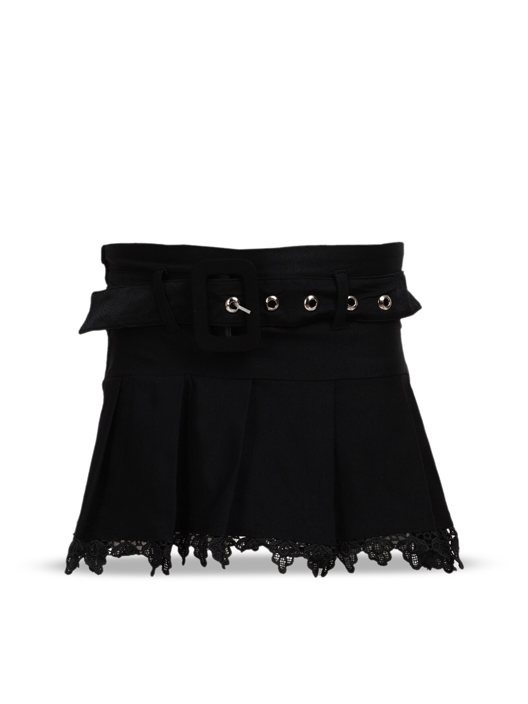 

V-Mart Girls Black Solid Cotton Mini Skirt