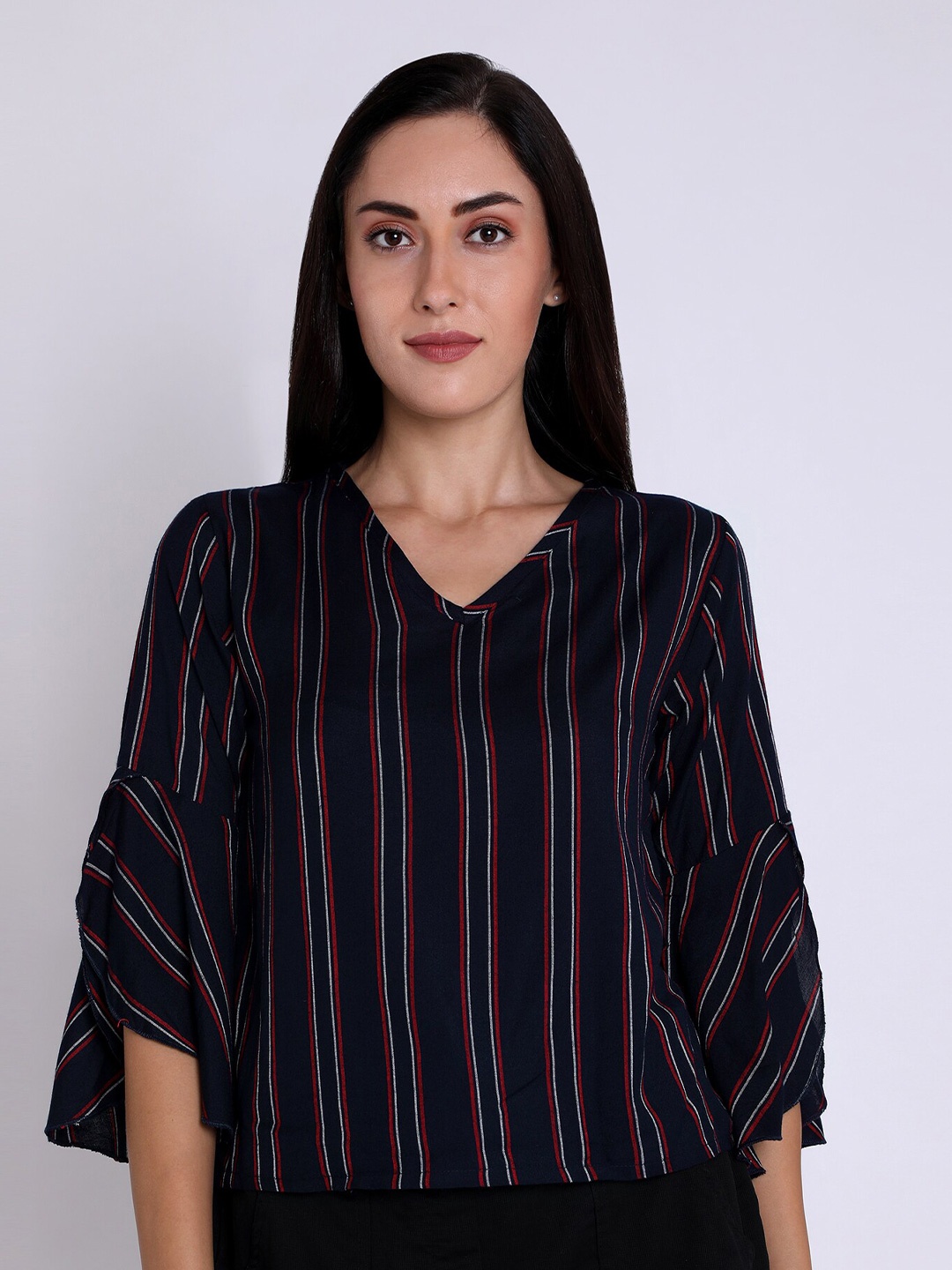 

CHIMPAAANZEE Navy Blue & Red Striped Top