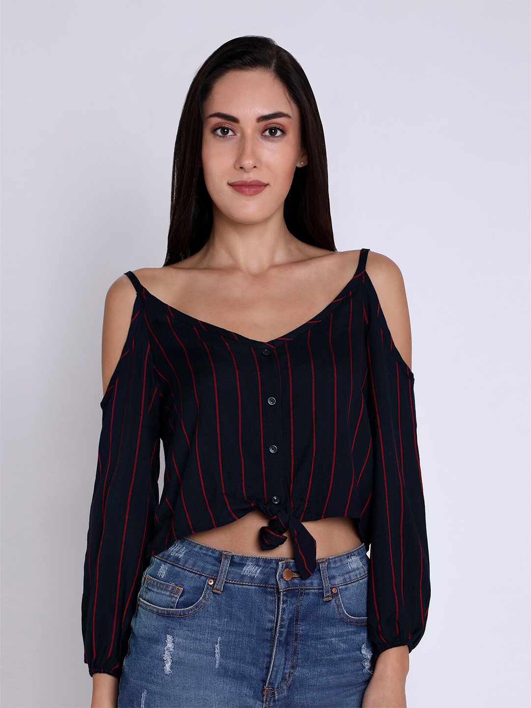 

CHIMPAAANZEE Navy Blue & Red Striped Top