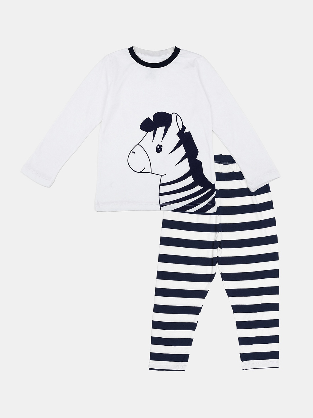 

Wyld Sprog Boys White & Black Printed Pure Cotton Night suit