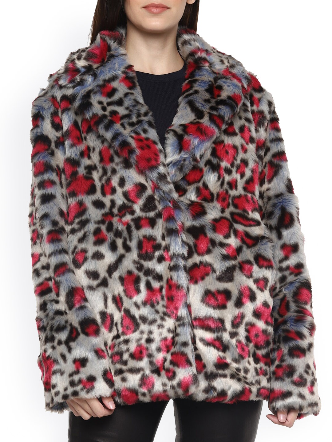 

Rinascimento Women Animal Printed Faux Fur Coat, Beige